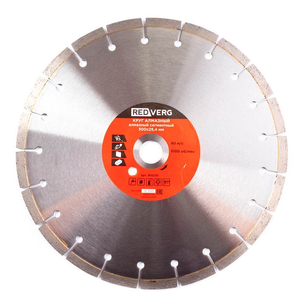 Круг алмазный RedVerg сегментный по бетону 300х25,4 мм(900251)