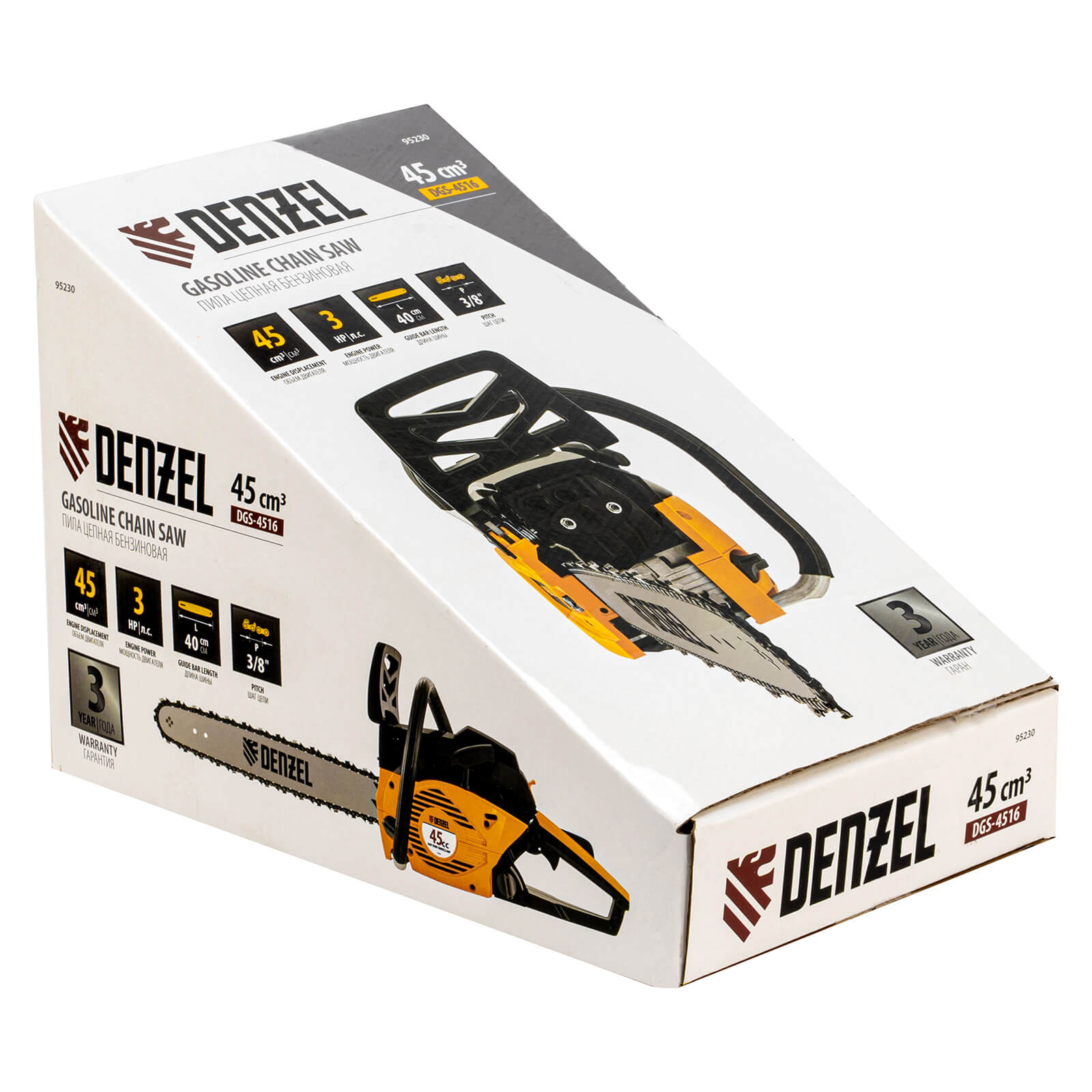 Пила цепная бензиновая Denzel DGS-4516, 95230